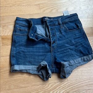 Hollister Women's 3” High Waist Stretch  Dark Blue Jean Shorts
